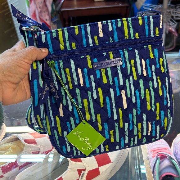 Vera Bradley Handbags - Vera Bradley Navy Quilted Crossbody with Aqua & Lime Accents